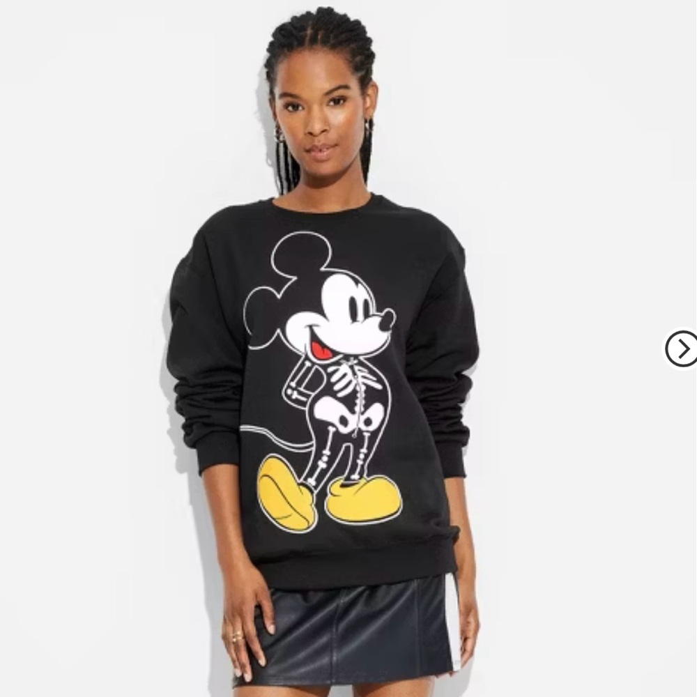 NEW Disney Women's Mickey Skeleton Graphic
Sweatshirt Black Halloween